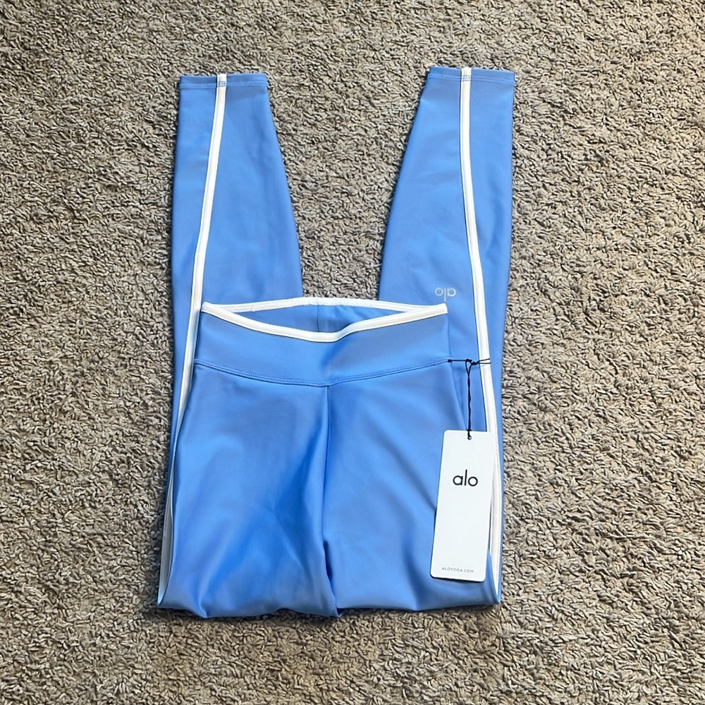 Alo crystal clear blue/white airlift high waist charger 7/8 legging size XXS NWT